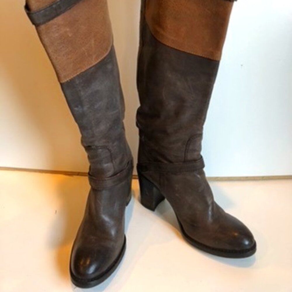 Bikkembergs High Heeled Boots, size 7, two tone brown